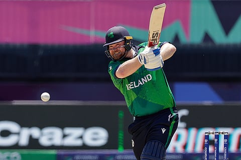 Paul Stirling plays a shot against Canada